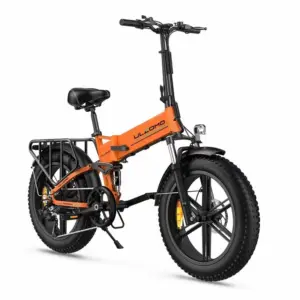 Ulzomo Dunes 20 faltbares Elektro-Fatbike (750 W) – 48-V-16-Ah-Akku, Reichweite bis zu 120 km, Shimano-7-Gang-Schaltung, 20-Zoll-Fat-Reifen – Orange – Angebot
